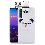 Rose-Otter Compatible pour Housse Coque Huawei P30 Etui Silicone TPU Gel Ultra Fine Slim Antichoc Bumper Cover avec 3D Motif Panda Coeur + Blanc