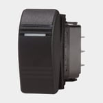 Blue Sea Systems Återfjädrande strömbrytare Contura III Switch DPDT, 2-polig, (På)-Av-På, 20 A (12 V) / 15 (24 V), med belysning, svart