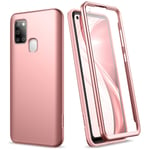 SURITCH Case for Galaxy A21s, [Built in Screen Protector] Full Body Protection Dual Layer Soft TPU Cover Hybrid Bumper Support Wireless Charging Shockproof for Samsung Galaxy A21s(Rose Gold)