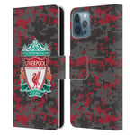 Head Case Designs Officially Licensed Liverpool Football Club Club Colours Crest Digital Camouflage Leather Book Wallet Case Cover Compatible With Apple iPhone 12 / iPhone 12 Pro