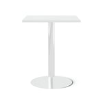 Cafébord Kvadrat - Runt pelarstativ, Storlek 60x60 cm, Bordsskiva Vit, Stativ Polerat stål