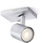 Philips MyLiving Runner 1flg. 230 Lumens Warm White LED Spotlight Aluminium Metal 5309048P0, 3.5 WATTS, with Built-in 9 x 11 cm x 10.7 cm