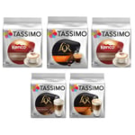 Tassimo Variety Pack - L'Or Espresso Cappuccino/Caramel Latte Macchiato, Kenco Cappuccino - 5 Packs (48 Servings)