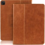 Casemade iPad Pro 12.9 (4th Generation 2020 Model) Real Leather Case - Premium Italian Slim Cover/Smart Folio with Dual Stand and Auto Sleep/Wake (Tan)
