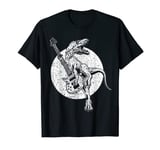 Dinosaur Playing Guitar Acoustic Electric Guitarist 80s 90s T-Shirt