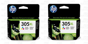 2x Original HP 305XL Colour Ink Cartridges For ENVY 6430e Inkjet Printer