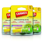 3x Carmex Lime Click Stick Moisturising Dry & Chapped Lip Balm With SPF15 4.25g