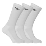 Emporio Armani Underwear Men's 3-Pack Medium Socks Sporty Terrycloth, White, TU