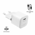 Fixed Laddare med Kabel Mini PD Travel Charger Kit USB-C/Lightning 20W