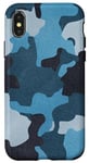 iPhone X/XS Blue Vintage Camo Realistic Worn Out Effect Case