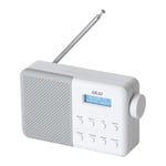 Akai A61041G DAB/DAB Digital+ & FM Radio, Portable Mains and Battery Powered – White/Grey