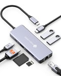 NOVOO Hub USB C vers Ethernet, 8 en 1 Adaptateur USB C vers HDMI 4K, 100W PD, USB C 3.0, USB A 3.0, SD/TF Multiport Dock pour MacBook Pro Air M2 M1 Surface iPad Galaxy HP