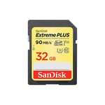 SanDisk Extreme Plus 32 GB SDHC Memory Card, Twin Pack, Up to 90 MB/s, Class 10, U3 , V30