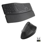 Logitech Ergo K860 Clavier sans Fil en 2 Parties, Repose-Poignets, Souris Ergonomique Verticale Lift Left, Bluetooth, récepteur USB, Windows/macOS/iPadOS/Ordinateur Portable/PC, AZERTY FRA - Gris