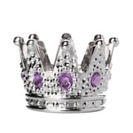 Garneck Cigarette Ashtray Mini Crown Candle Holder Party Favors Supplies for Home Office Hotel Jewelry Tobacco (Silver Purple Rhinestone)