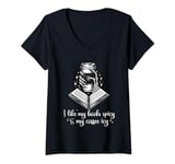 Womens I like my books spicy and my coffee icy, books, booktok V-Neck T-Shirt