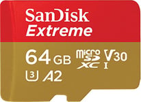 SanDisk 64GB Extreme microSDXC card for Mobile Gaming, up to 170MB/s, with A2 App Performance, UHS-I, Class 10, U3, V30
