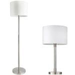 Standing Floor & Table Lamp Set Modern Satin Chrome Touch Dimmer LED Stem Light