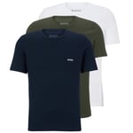 BOSS 3P Classic Cotton Solid T-Shirt Blå/Grön bomull Small Herr