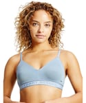 Tommy Hilfiger Womens UW0UW03157 TH Seacell Lightly Lined Bralette Bra - Blue Cotton - Size 34C