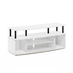 Furinno Large Entertainment Center Hold up to 55-in TV, Wood, White/Black, 40.1 (D) x 119.9 (W) x 49.8 (H) cm