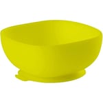 BÉABA, Bol Ventouse pour Enfant, 100% silicone, matière douce et très resistante, Adhère table/tablette chaise haute, Languette permettant de soulever l’assiette, Compatible micro-onde, Jaune