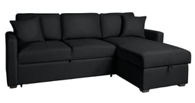 Habitat Reagan Right Hand Corner Chaise Sofa Bed -Black Black