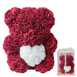 Pe Rose Bear Artificial Decorations Girlfriend Kid Gift Burgundy With Box One Size