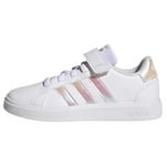 adidas Grand Lifestyle Court Elastic Lace and Top Strap Shoes Sneaker, Iridescent/FTWR White, Numeric_30 EU