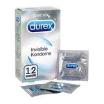 Durex Invisible Condoms - condoms extra thin for intense sensation while sharing love - 1 pack (1 x 12 pieces)