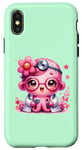 Coque pour iPhone X/XS Fond vert avec mignon pieuvre Docteur en rose