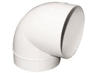 Fresh Plastsystem 125, Hvid Pvc, Plastbøjning Ø125 Mm, 90°. Passer I Rør, Nippelmål.