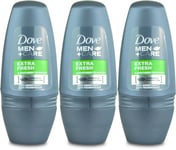 Dove Men Extra Fresh Antiperspirant Roll-On 50ml | Sweat Protection X 3