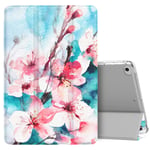 MoKo Case Fit New iPad Mini 5 2019 (5th Generation 7.9 inch), Slim Lightweight Smart Shell Stand Cover with Translucent Frosted Back Protector, with Auto Wake/Sleep - Peach Blossom
