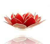 Trimontium tl12001s Photophore en Forme de dreiblättrigen Objet Capiz Coque Lotus Fleur Diamètre : env. 14 cm – Rouge