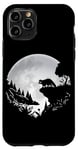 Coque pour iPhone 11 Pro Raton laveur pleine lune nuit forêt raton laveur amoureux des animaux sauvages