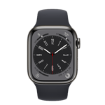 Refurbished Apple Watch Series 8 GPS + Cellular, 41mm Graphite Stainless Steel Case with S/M Midnight Sport Band