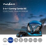Nedis Gaming Combo Kit | 3-i-1 | Headset, mus och musmatta | Blå / Svart