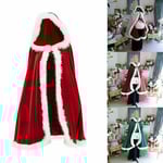Vuxen Barn Cosplay Julmantel Röd Sammet Tomte Lyxig Kappa Kappa Vit Fluffig Kappa Het Grön