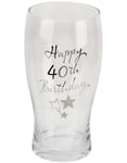 40-Års Firande - Glas Kopp / Pint med Graverad Text och Stjärnor