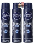 3 X Nivea Men COOL KICK Anti Perspirant Deodorant 250ml