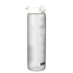 Ion8 1 Litre Water Bottle with Times to Drink, Leak Proof, Flip Lid, Carry Handle, Dishwasher Safe, BPA Free, Soft Touch Contoured Grip, Ideal for Gym, Health and Fitness, 32 oz, White