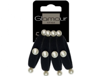 Glamor GLAMOR_ Black hair elastics with pearls 4 pcs