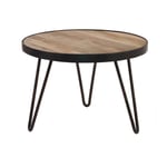 Miliboo - Table basse ronde industrielle bois manguier massif et métal noir D50 cm atelier - Bois clair / noir