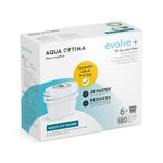 Aqua Optima Water Filter Cartridge, 6 Pack (6 Months Supply), Evolve+, Compatible with Brita Maxtra, Maxtra+ & PerfectFit, 5 Stage Filtration System Reduces Chlorine, Limescale and Other Impurities