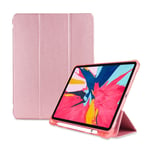 Case For IPad Pro 11 Inch (2018) Three-folding Shockproof TPU Protective Case With Holder & Pen Slot Flat shell, Protective case (Color : Rose gold)
