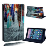 FINDING CASE Fit Amazon Fire HD 10 (5th gen 2015) alexa Leather Cover - PU Flip Leather Smart Lightweight Shell Stand Cover Case for Fire HD 10 (5th gen 2015) alexa (cocktail feather)
