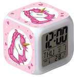 Unicorn Digital Alarm Clocks for Girls, LED 7 Colour changing modes, Variety of Alarm tones with snooze function, LCD Screen with Time, Date & Temperature, Bedside clock, Ideal for Children’s Bedrooms