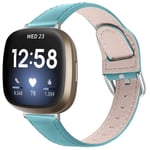 Tencloud Straps Compatible with Fitbit Versa 3 Strap, Replacement Soft Comfortable Leather Band Wristband for Fitbit Sense/Versa 3 Smartwatch (Blue)