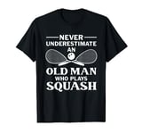 Old Man Squash Player Indoor Tennis Court Ball Sports Match T-Shirt